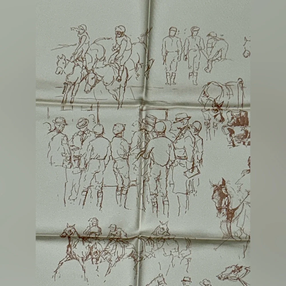 Hermès Paris “Croquis Champs de Courses” Silk Scarf
